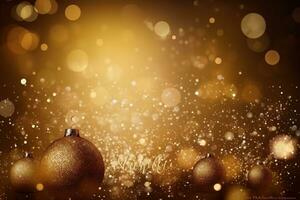 ai generiert Gold Weihnachten Hintergrund mit Bokeh foto