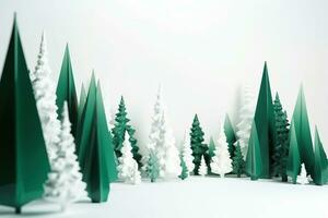 ai generiert Papier Weihnachten Bäume im ein Wald foto