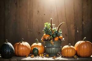 ai generiert Herbst immer noch Leben das Erntedankfest Ernte rustikal Stil ai generativ foto