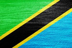 Flagge von vereinigt Republik von Tansania auf ein texturiert Hintergrund. Konzept Collage. foto