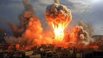 ai generativ heftig Bombe Explosion Attacke Hintergrund foto