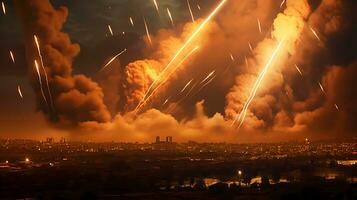 ai generativ Erkundung Rakete Rakete Attacke Krieg Hintergrund foto