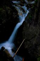 schön Berg Wasserfall im dunkel Farben. tatra National Park foto