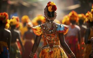 ein Tapisserie von traditionell Tänze und kulturell Feierlichkeiten. generativ ai foto