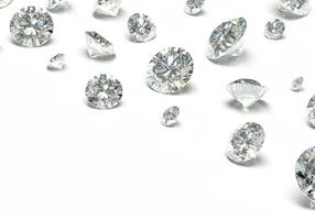 schön glänzend Diamant im brillant Schnitt auf Weiß Hintergrund,- Kristall Hintergrund foto