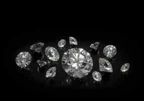 Diamant Hintergrund - - Luxus schön glänzend Diamant im brillant Schnitt auf schwarz Hintergrund - - Kristall Hintergrund foto