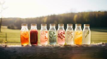 ai generiert generativ ai, hausgemacht fermentiert Kombucha trinken, gesund Tee, natürlich probiotisch mit ...-Geschmack trinken foto