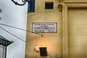 Portobello Straße Zeichen im notting Hügel Bezirk, London, Vereinigtes Königreich foto