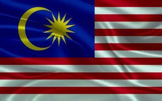 3d winken realistisch Seide National Flagge von Malaysia. glücklich National Tag Malaysia Flagge Hintergrund. schließen oben foto