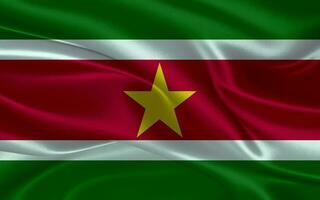 3d winken realistisch Seide National Flagge von Surinam. glücklich National Tag suriname Flagge Hintergrund. schließen oben foto