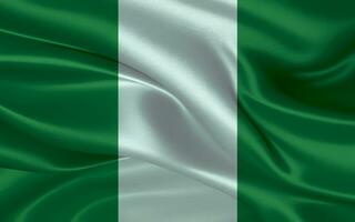 3d winken realistisch Seide National Flagge von Nigeria. glücklich National Tag Nigeria Flagge Hintergrund. schließen oben foto