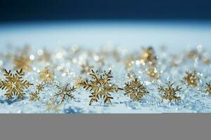 ai generiert Schneeflocken anmutig dekorieren ein Winter Wunderland Weihnachten Schnee Licht Hintergrund ai generiert foto