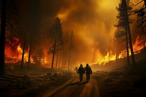 Lauffeuer Wald Feuer verschlingt Wald Feuer Spreads wild ai generiert foto