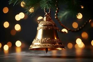 ai generiert glänzend Weihnachten Glocke klimpern Glocken Klingeln, Verbreitung Urlaub jubeln mit festlich Freude ai generiert foto