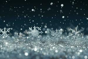 ai generiert Schneeflocken anmutig dekorieren ein Winter Wunderland Weihnachten Schnee Licht Hintergrund ai generiert foto
