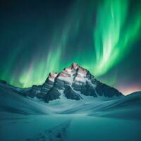 Nacht Schnee Berg Aurora foto