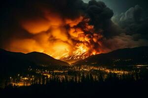 Lauffeuer Wald Feuer verschlingt Wald Feuer Spreads wild ai generiert foto