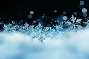 ai generiert Schneeflocken anmutig dekorieren ein Winter Wunderland Weihnachten Schnee Licht Hintergrund ai generiert foto