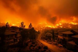 Lauffeuer Wald Feuer verschlingt Wald Feuer Spreads wild ai generiert foto