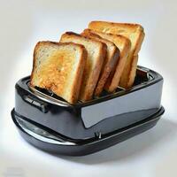 ai generiert Scheiben von knusprig getoastet Brot oder trocken Toast auf Weiß Hintergrund foto