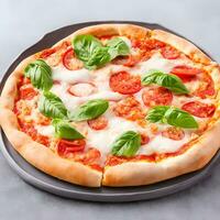 ai generiert frisch Italienisch Pizza mit Mozzarella Käse Scheibe generativ ai foto