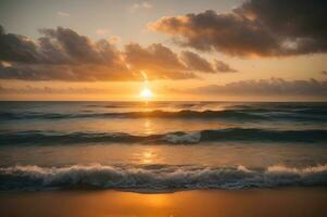 schön Sonnenuntergang Aussicht von Strand, ai generativ foto