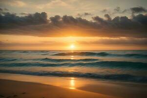 schön Sonnenuntergang Aussicht von Strand, ai generativ foto