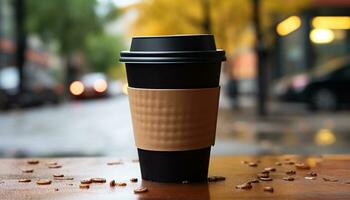 ai generiert frisch Kaffee Bohne Paket auf Tisch, schließen oben von Koffein trinken generiert durch ai foto