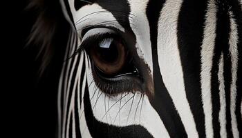 ai generiert gestreift Zebra im Afrika, ein einfarbig Schönheit im Natur generiert durch ai foto