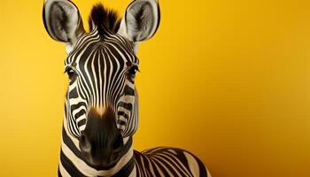 ai generiert gestreift Zebra im Afrika, ein einfarbig Schönheit im Natur generiert durch ai foto