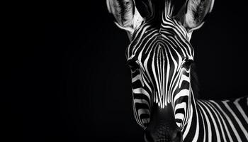 ai generiert gestreift Zebra im Afrika, ein einfarbig Schönheit im Natur generiert durch ai foto