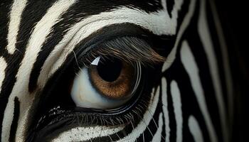 ai generiert gestreift Zebra im Afrika, ein einfarbig Schönheit im Natur generiert durch ai foto