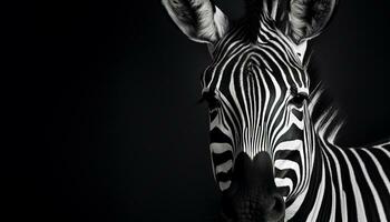 ai generiert gestreift Zebra im Afrika, ein einfarbig Schönheit im Natur generiert durch ai foto