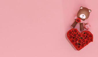 3d Rendern Rosa Hintergrund mit süß wenig tragen, geeignet zum Valentinstag Tag, Hochzeit, Geburtstag, usw. foto