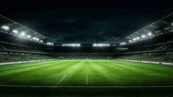 Fußball Stadion beim Nacht mit hell Beleuchtung foto