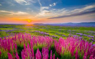 ai generiert Serenade von Natur, zauberhaft Wildblumen Blühen im ein Wiese foto