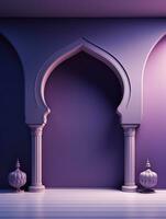 ai generiert Ramadan Mubarak traditionell islamisch Festival religiös Sozial Medien Banner foto