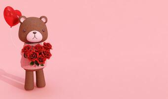 3d Rendern Rosa Hintergrund mit süß wenig tragen, geeignet zum Valentinstag Tag, Hochzeit, Geburtstag, usw. foto