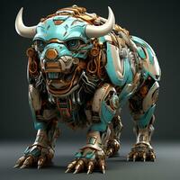 ai generiert 3d Karikatur Bison Roboter foto