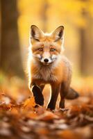 ai generiert rot Fuchs im das Herbst Wald. schön wild Tier im Natur. foto