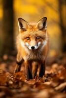 ai generiert rot Fuchs im das Herbst Wald. schön wild Tier im Natur. foto