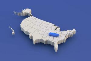 Tennessee Zustand von USA Karte mit Weiß Zustände ein 3d vereinigt Zustände von Amerika Karte foto