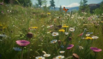 ai generiert Natur Schönheit im Sonnenuntergang, Anlage, Landschaft, Blume, und Sommer- generiert durch ai foto