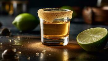 ai generiert Cocktail Glas gefüllt mit bunt fruchtig Tequila, erfrischend Sommer- trinken generiert durch ai foto