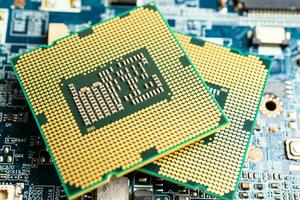 Zentraleinheit, CPU-Chip-Prozessor des Computer-Mainboards, elektronische Technologie. foto
