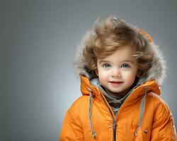 ai generiert Porträt von ein süß wenig Kind oder Baby Junge Modell- foto