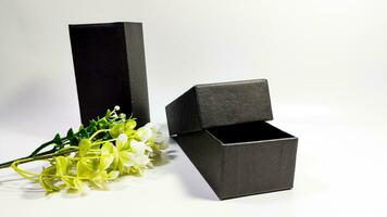 schwarz Box Foto zum Ihre Geschäft Produkt Verpackung Attrappe, Lehrmodell, Simulation