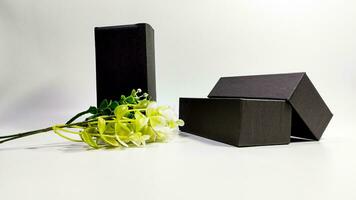 schwarz Box Foto zum Ihre Geschäft Produkt Verpackung Attrappe, Lehrmodell, Simulation