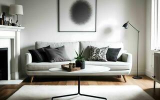 ai generiert Harmonie minimalistisch modern Essen Zimmer Design ai generiert foto