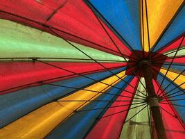 bunt Regenschirme im das Park foto